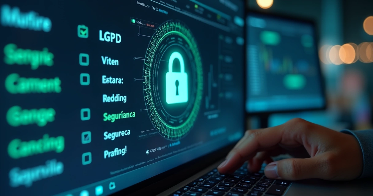 Interface de plataforma de cobrança destacando segurança e compliance LGPD 