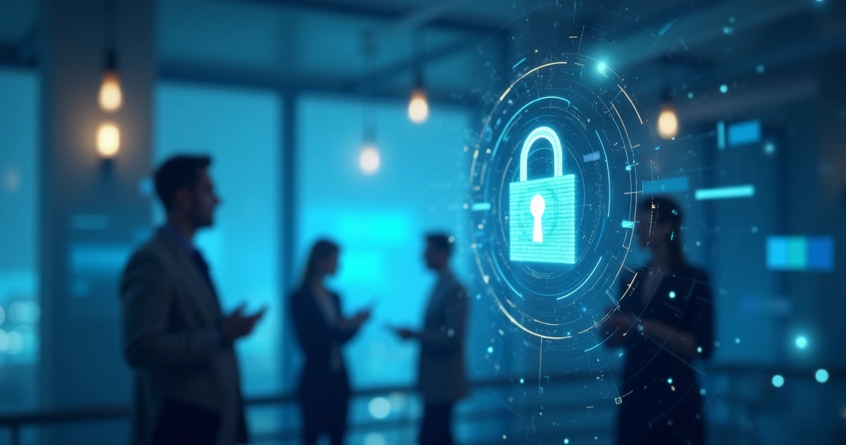 Como Comprar Leads Qualificados sem Riscos para sua Empresa 6 Imagem conceitual de proteção de dados com cadeado digital e leads ao fundo