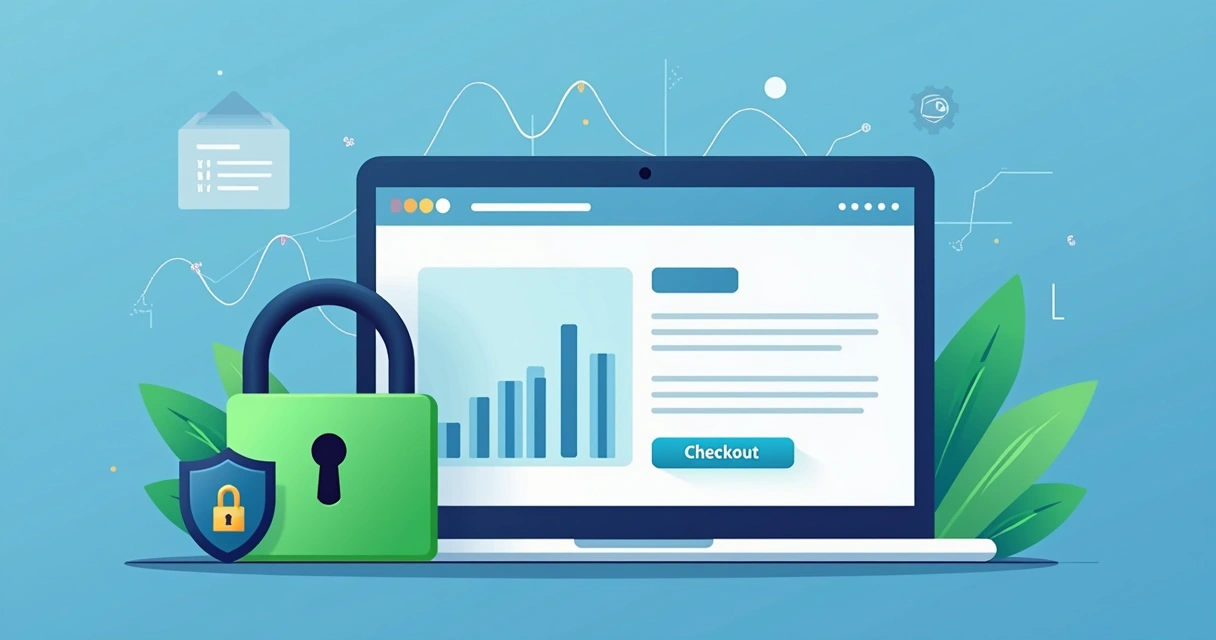 Site de ecommerce seguro com cadeado verde e certificado SSL visível 