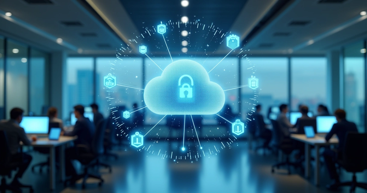Representação visual de proteção de dados corporativos na nuvem 