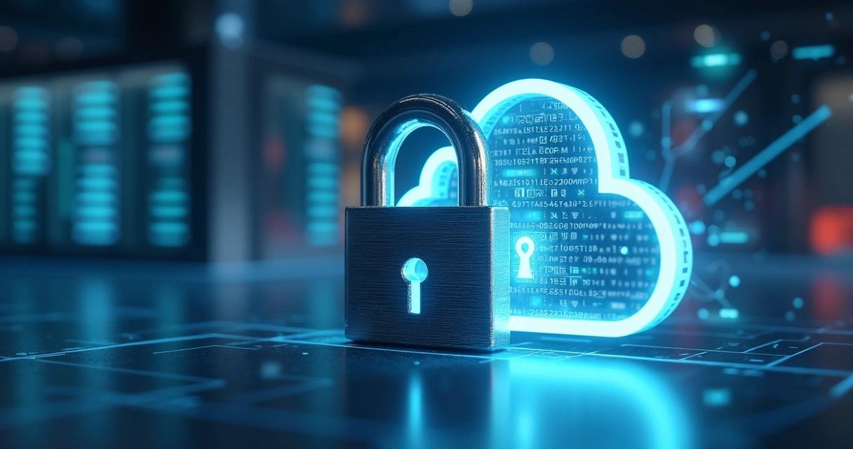 Ícones de cadeado e nuvem representando segurança em SaaS 