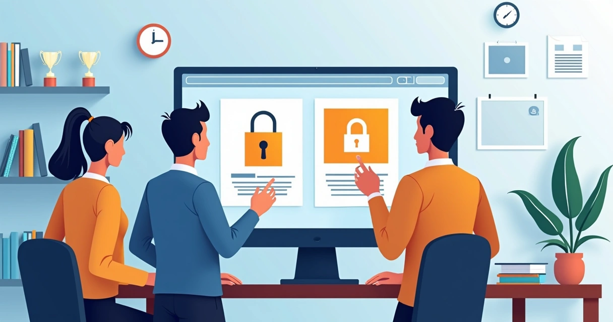 Equipe analisando processos de segurança em loja virtual