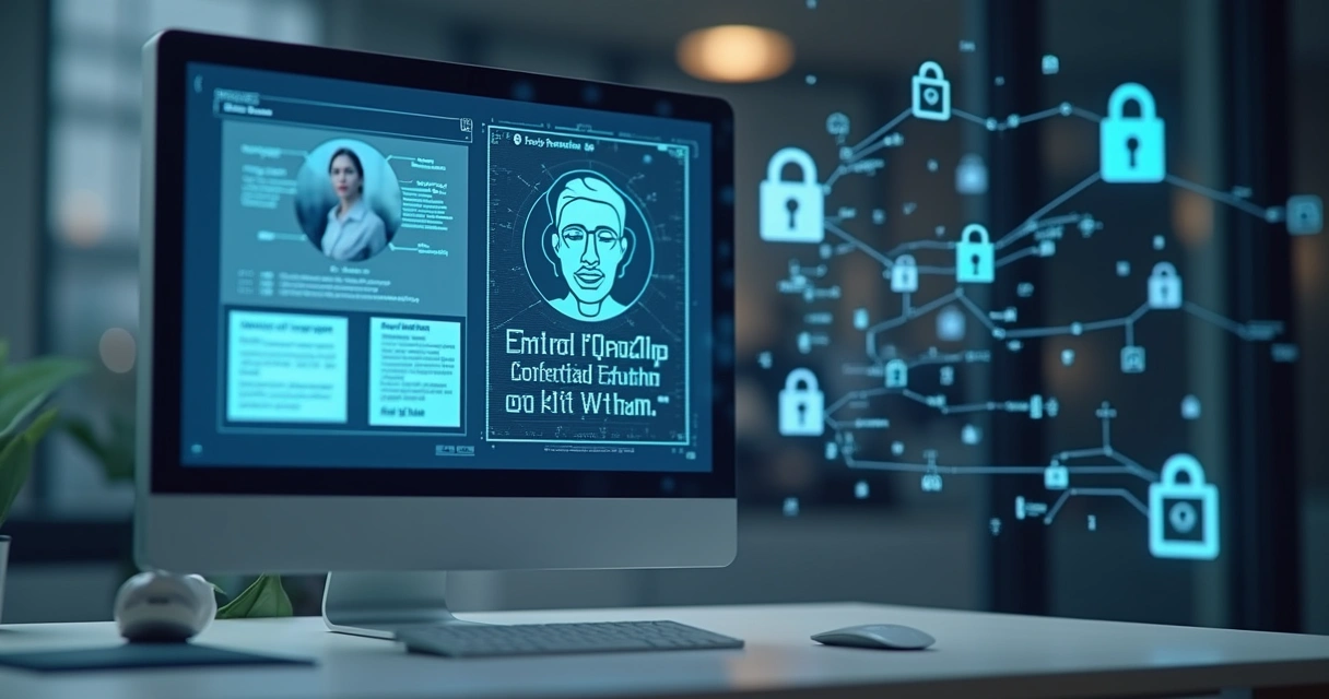 Tela de verificação de perfil digital com documentos e rosto de pessoa sendo analisados 