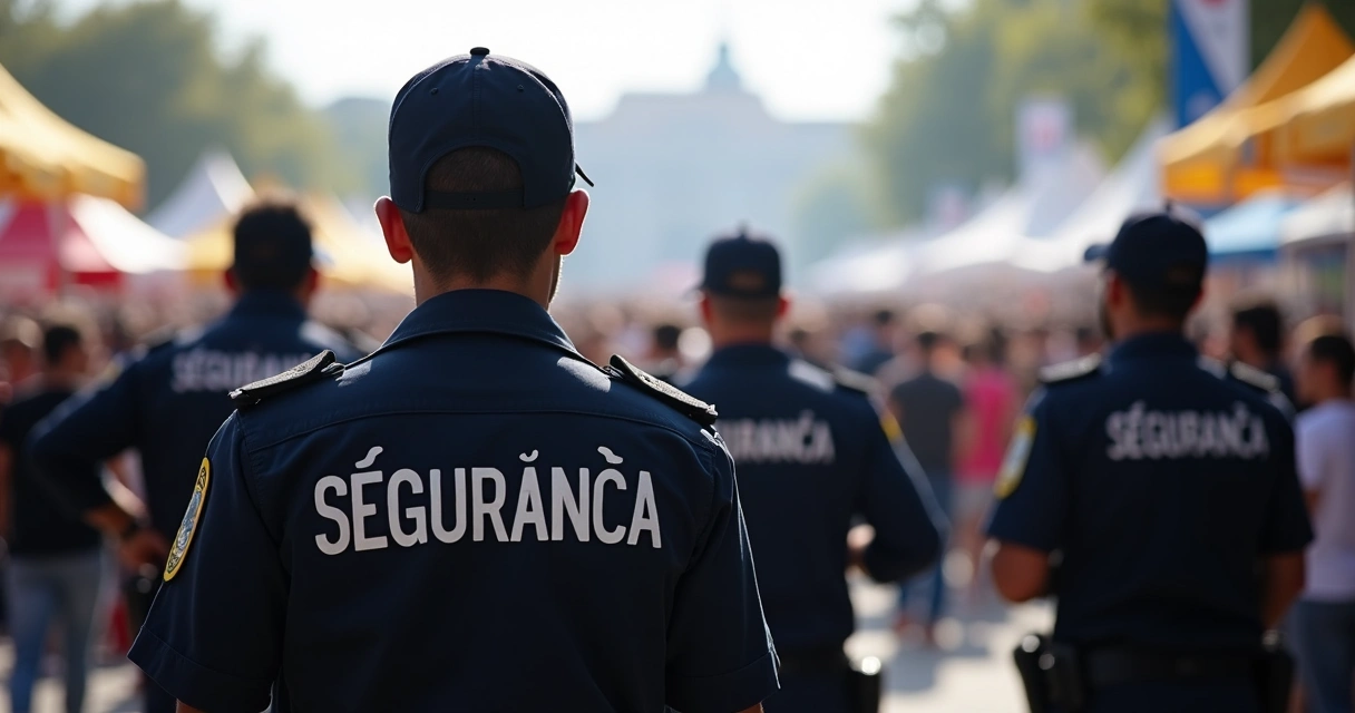 Equipe de segurança durante evento checando entradas