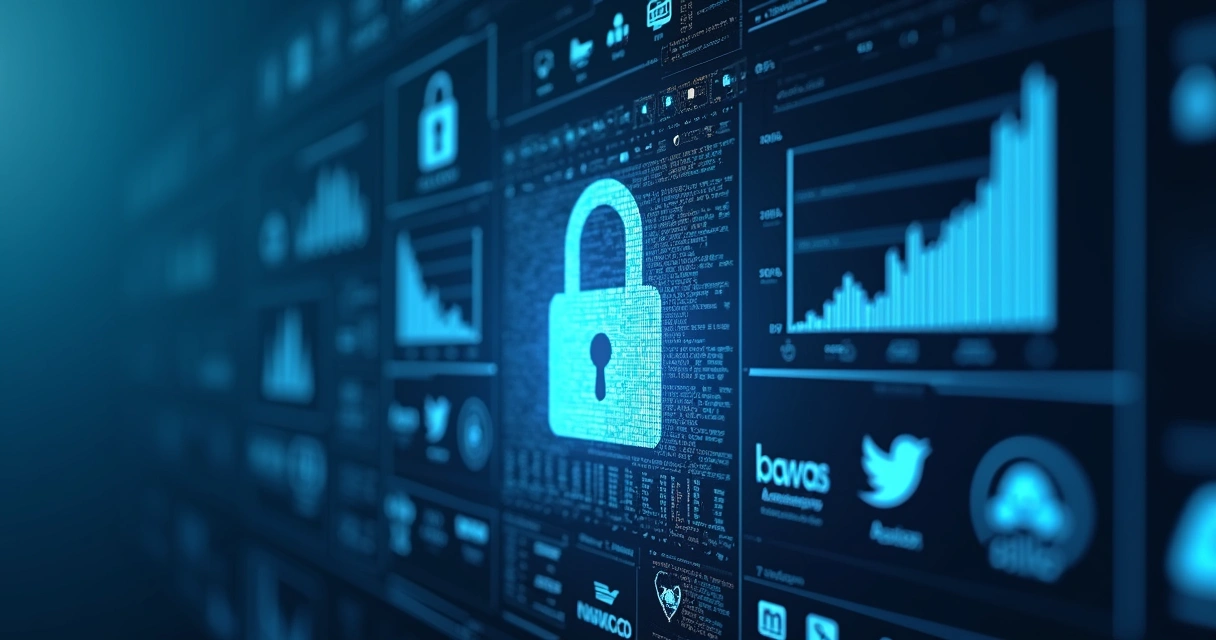 Representação visual de segurança digital em plataforma empresarial