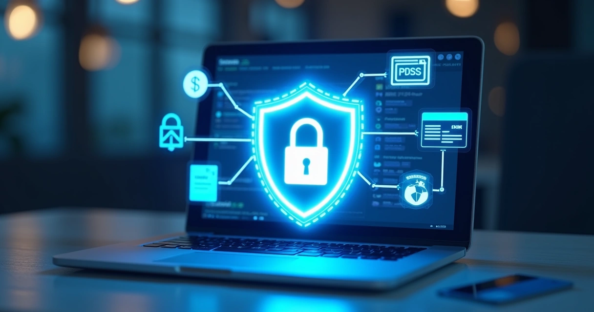 Ilustração de conceito de segurança em plataforma de pagamentos online 