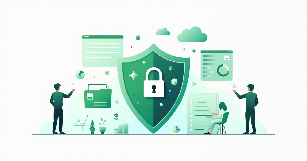 Ícones representando segurança e privacidade de dados em cadastro digital 