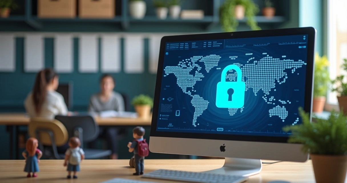 Representação segurança e privacidade IA generativa em escola 