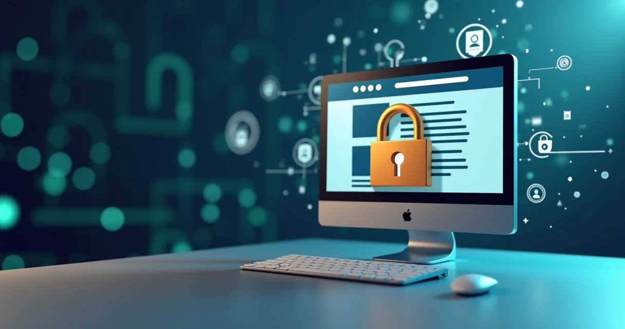 Página de site com cadeado digital simbolizando segurança 