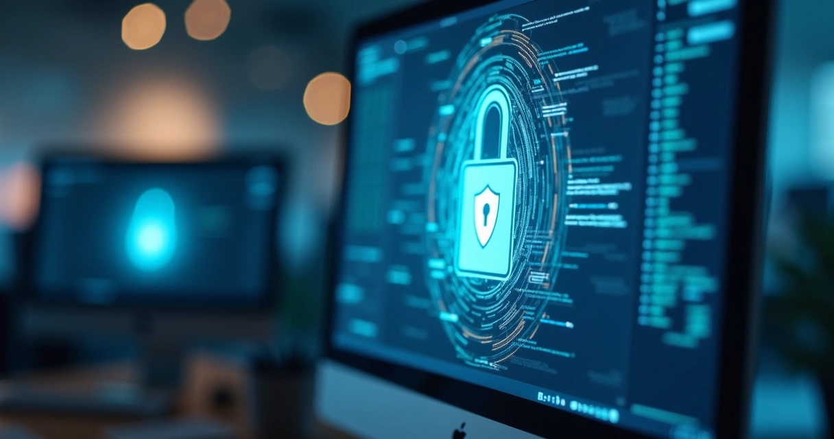 Representação de segurança digital em site empresarial 