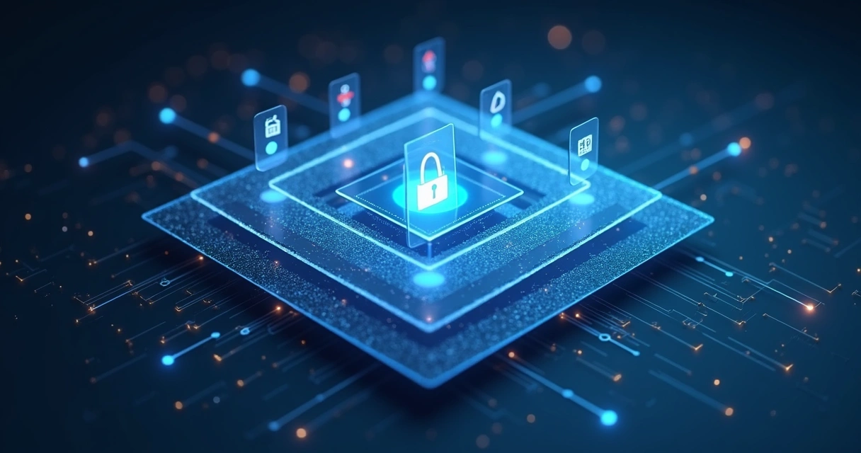 Representação visual de camadas de segurança em software 
