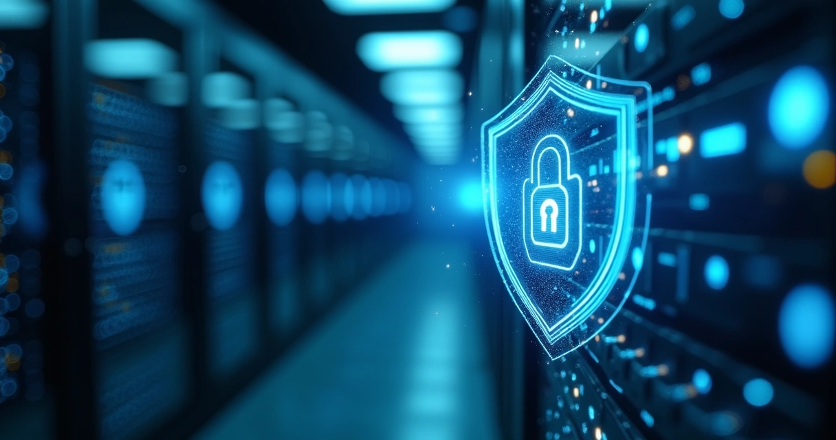 Ambiente digital simbolizando segurança e proteção de dados 