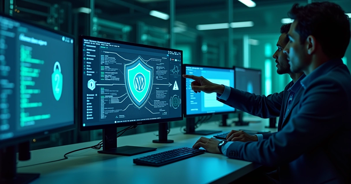 Dashboard de segurança protegendo site corporativo em WordPress 