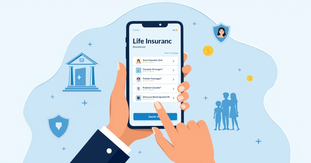 Pessoa usando celular para simular seguro de vida online. 