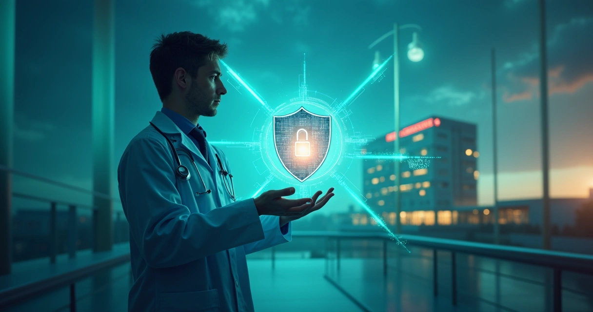 Representação simbólica de proteção patrimonial futura em saúde