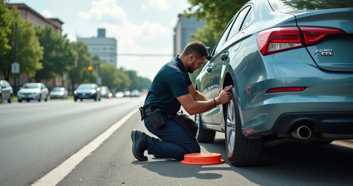 Homem trocando pneu do carro com assistência na estrada 
