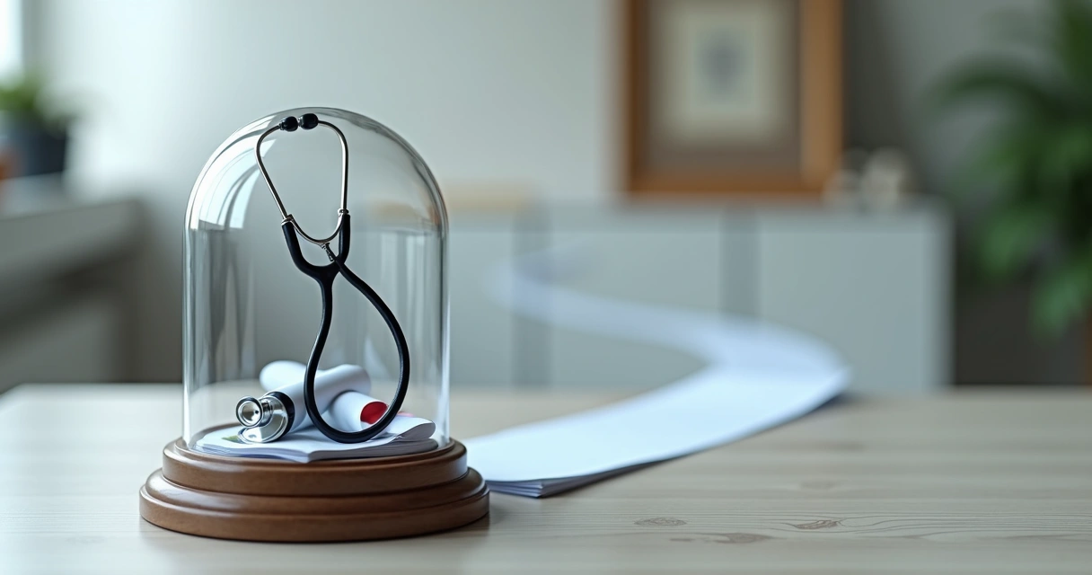 Símbolo de carreira médica protegida em longo prazo com seguro