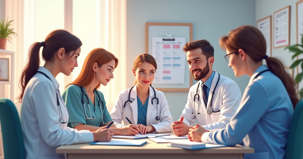 Profissional da saúde preenchendo formulário em consultório