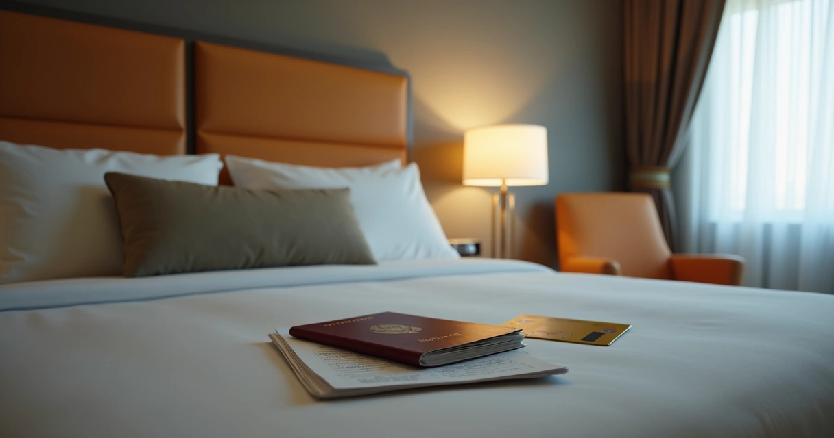 Mala de viagem com cartão de crédito e apólice de seguro 