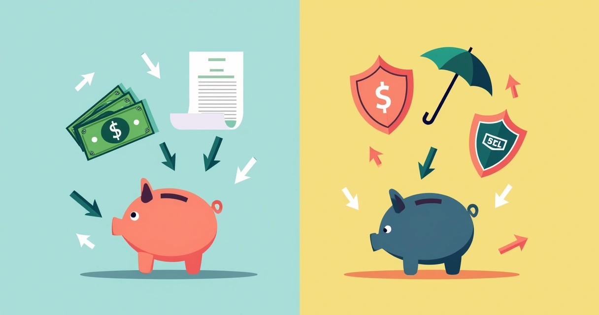 Comparação visual entre seguro de vida resgatável e tradicional, mostrando gráficos e valores lado a lado. 