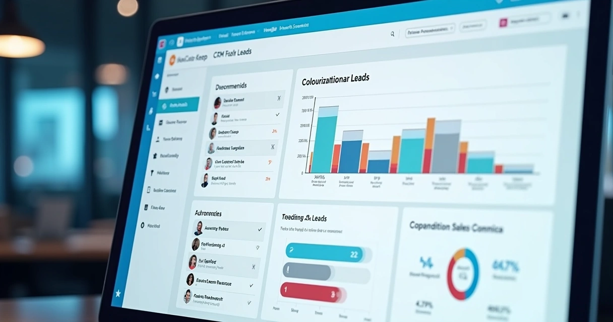 Tela de CRM mostrando leads organizados por categorias de vendas 