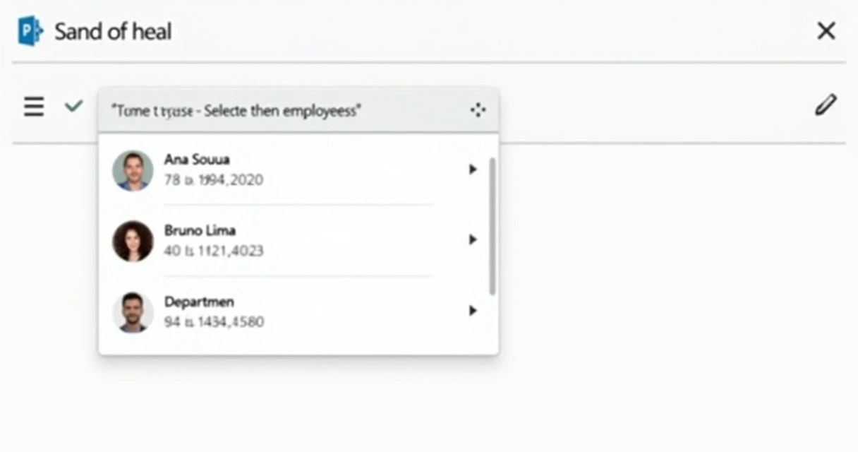 Combo box de funcionária selecionada mostrando detalhes recuperados via lookup. 