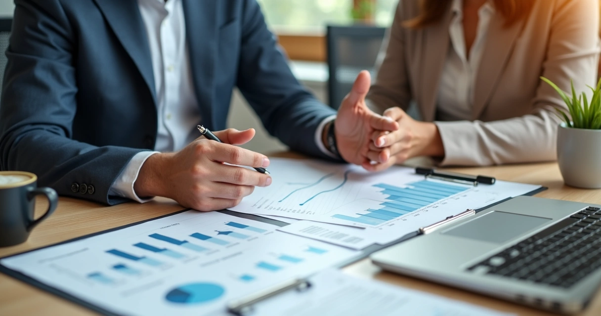 Homebuyer with complex income discussing options with broker