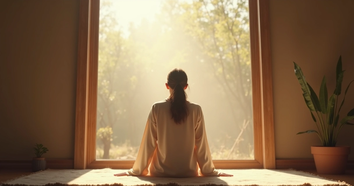 A person sitting in front of a mirror reflecting thoughtfully