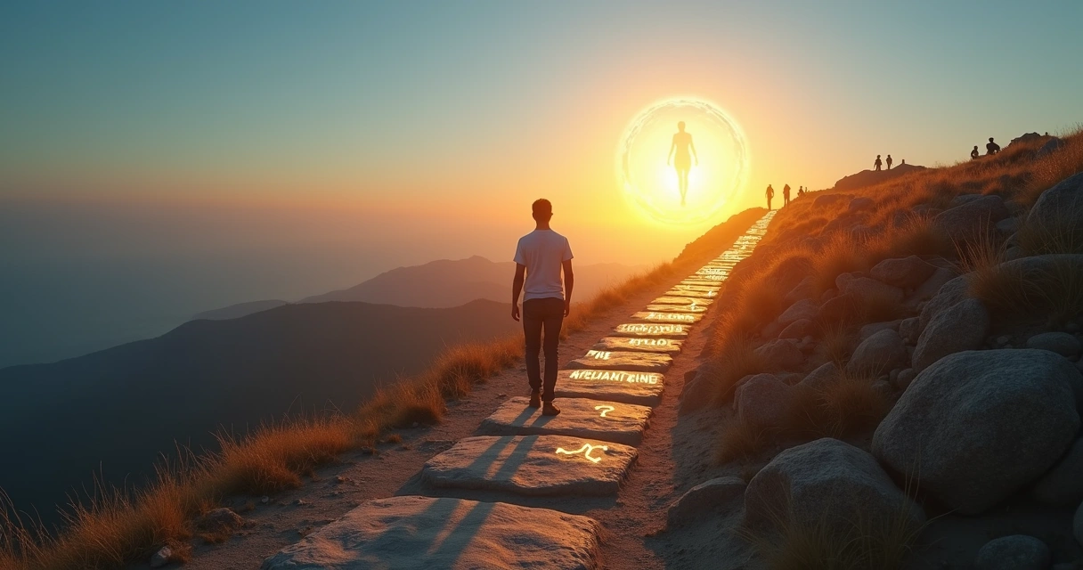 Person standing at a crossroads choosing a clear path toward self-responsibility 