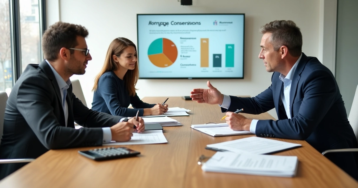 Homebuyer and seller signing an agreement with closing cost charts on the table 