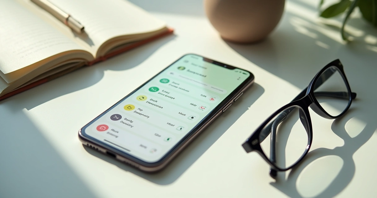 Pantalla de móvil con semáforo emocional y notas de seguimiento 