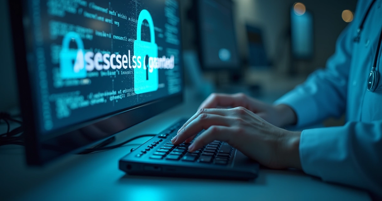 Mãos digitando senha forte em teclado de computador 
