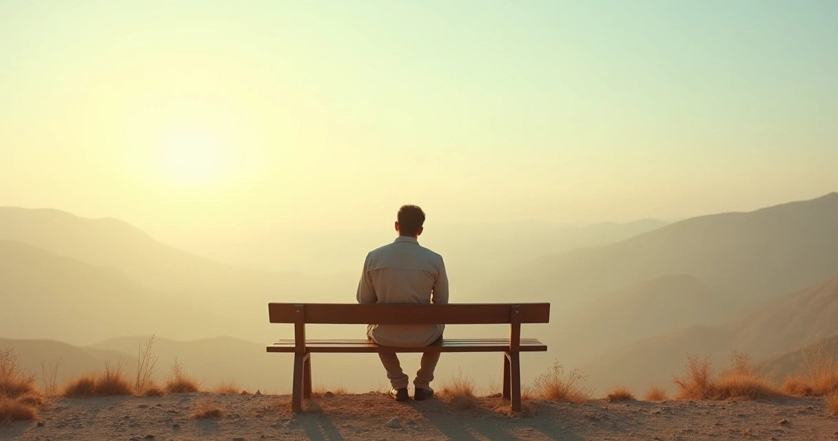 Pessoa sentada em um banco olhando o horizonte com sensação de vazio e calma 