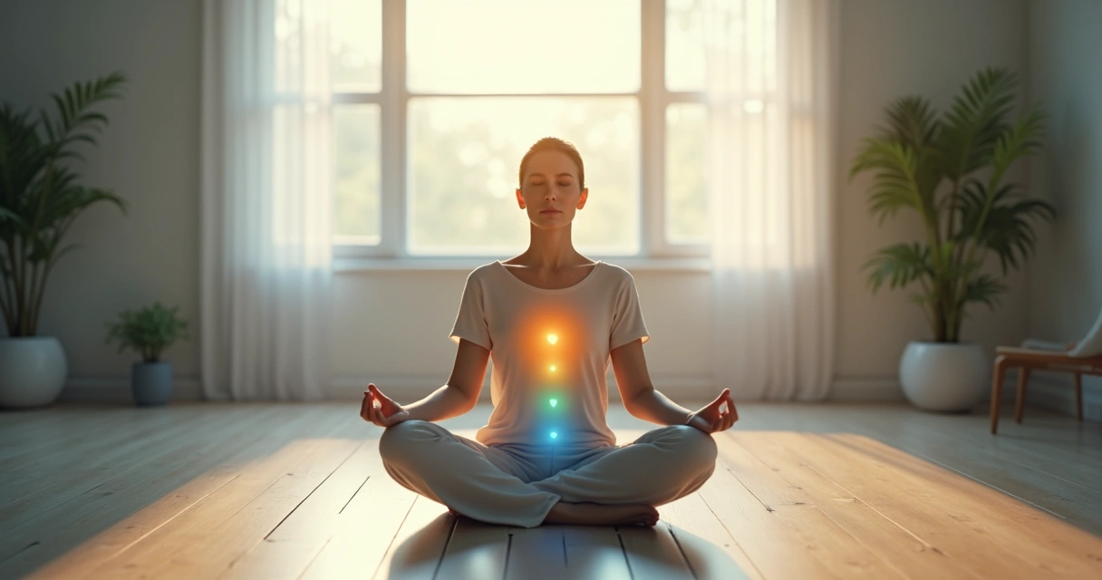 Silhueta de uma pessoa meditando em um ambiente calmo