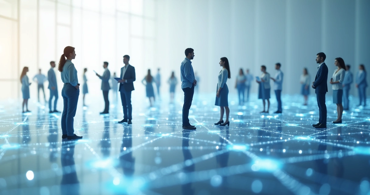 Representação de pessoas conectadas em uma rede dentro de uma organização. 