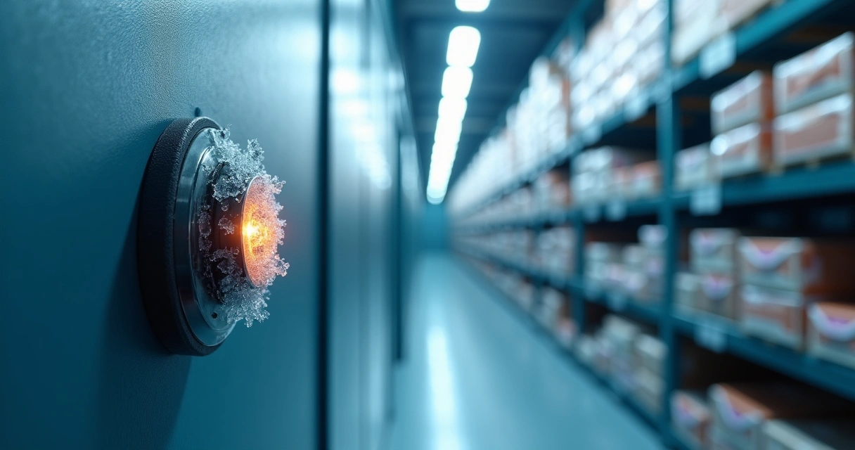 Sensor autônomo instalado em câmara fria industrial 
