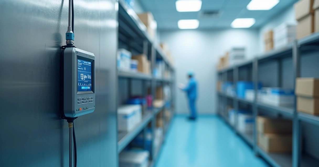 Sensor em câmara fria com painel de dados