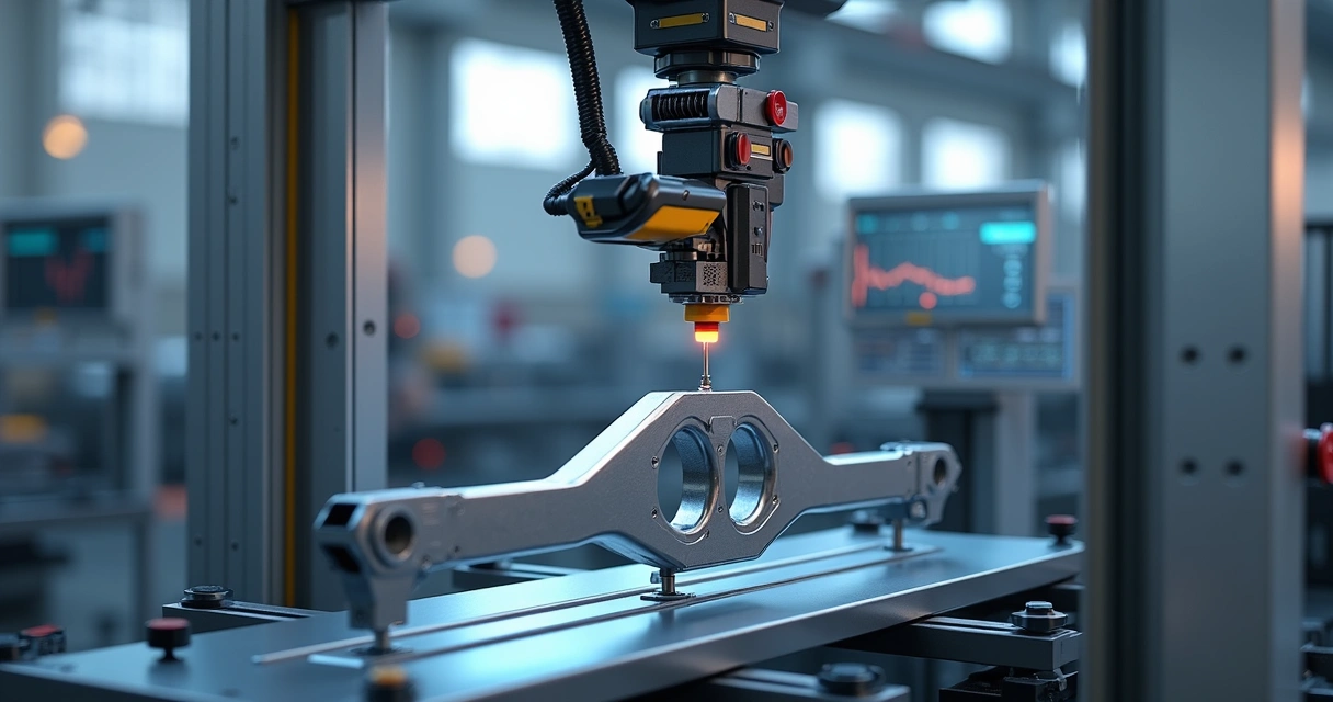 Sensor e câmera QR Code em dispositivo de braço oscilante