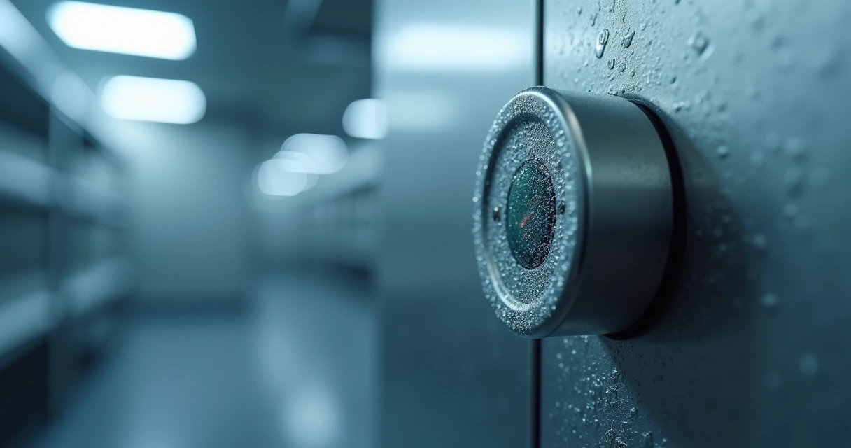 Sensor com gotículas em câmara fria industrial 