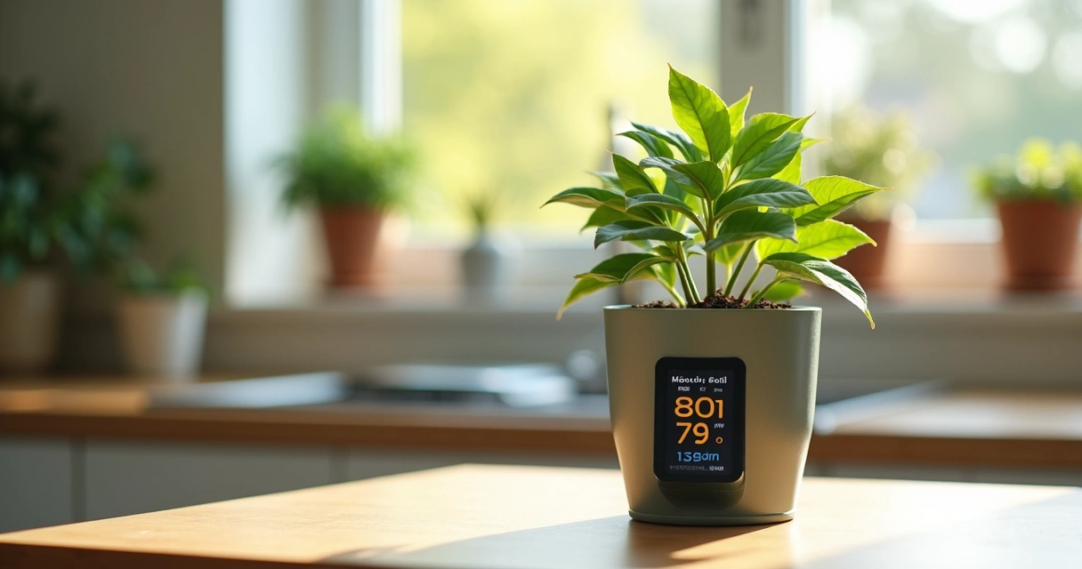 Sensor de umidade inteligente em vaso de planta