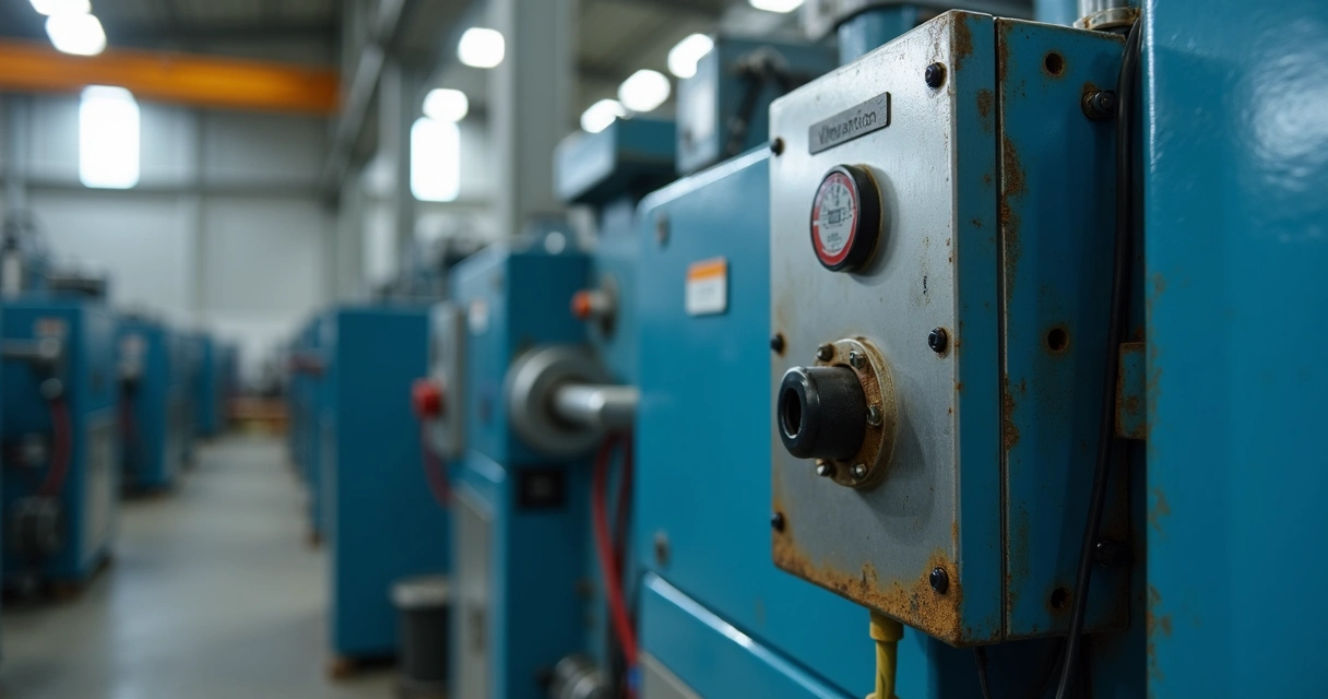 Sensor de vibração instalado em máquina industrial 