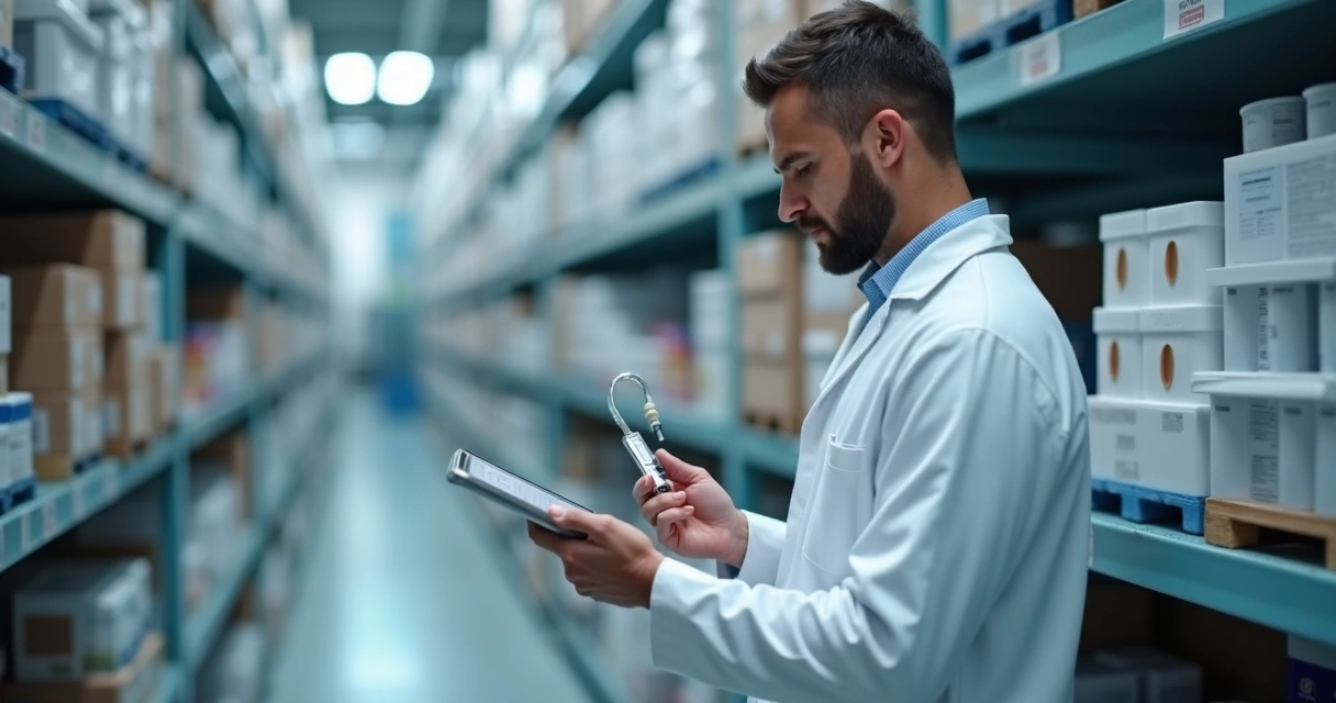 Sensor de ambiente sendo calibrado em um estoque 