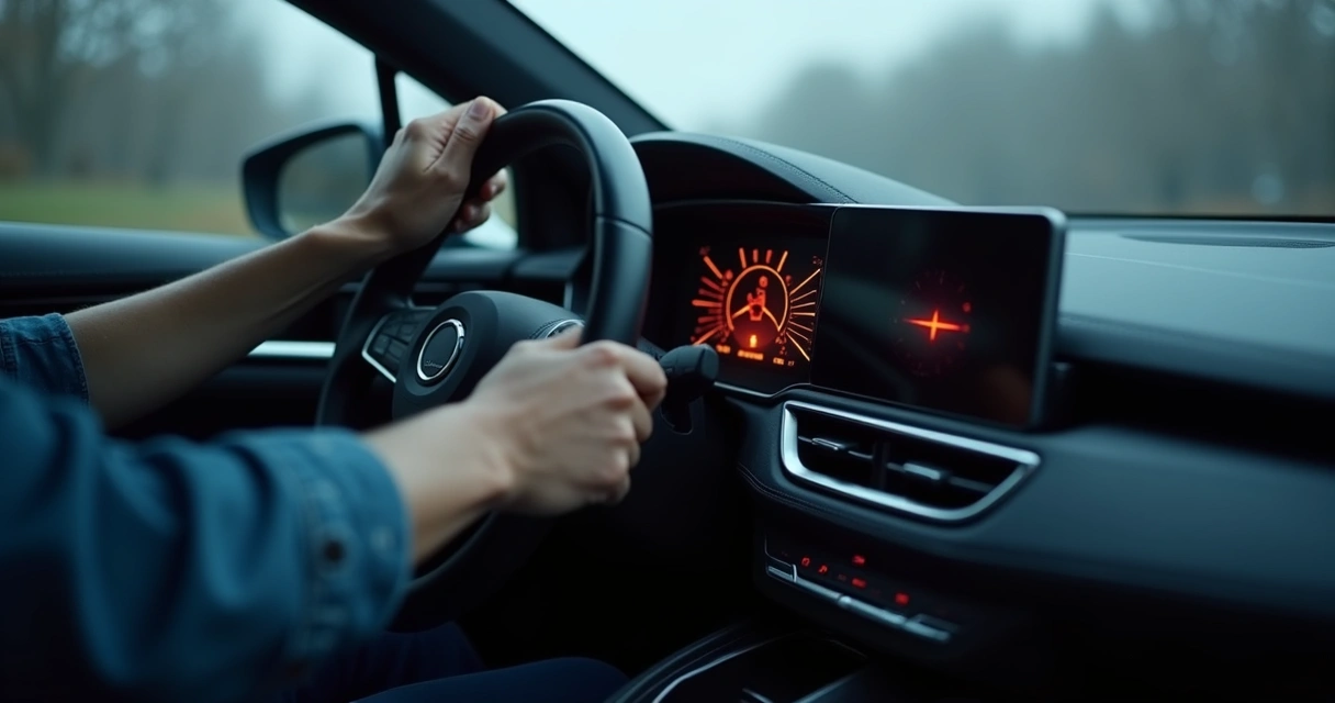 Painel do carro exibindo alerta de sensor de fadiga 