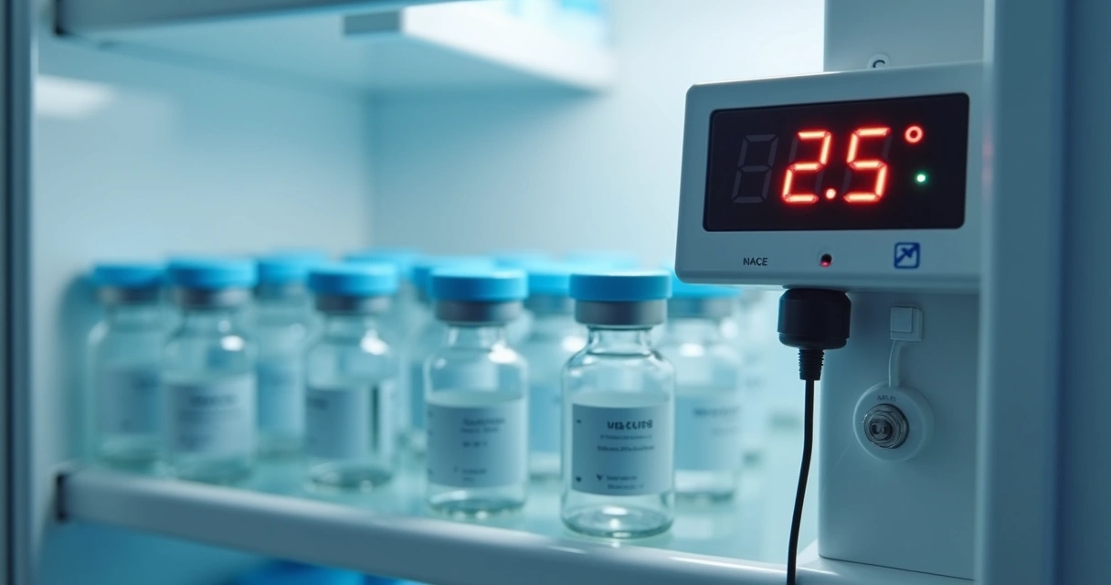 Sensor connected to a hospital refrigerator