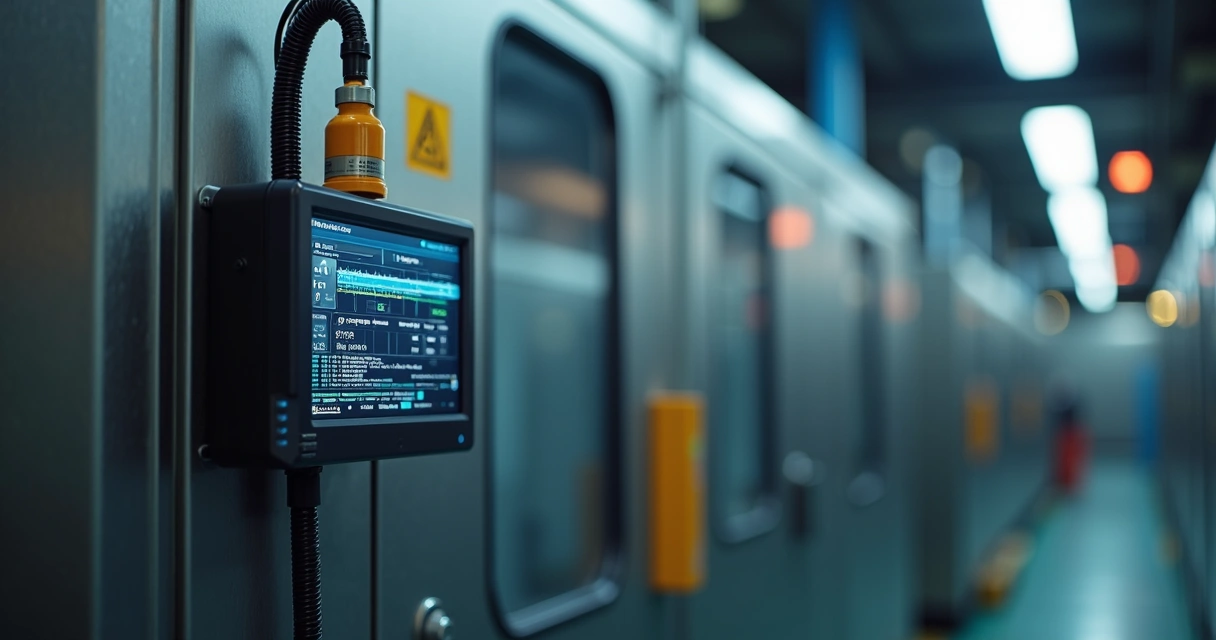 Sensor IoT instalado em máquina industrial