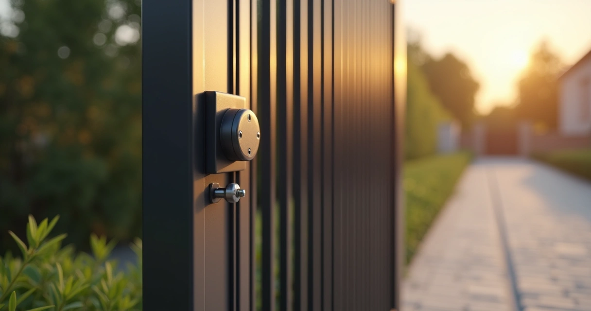 Sensor magnético instalado em portão eletrônico residencial 