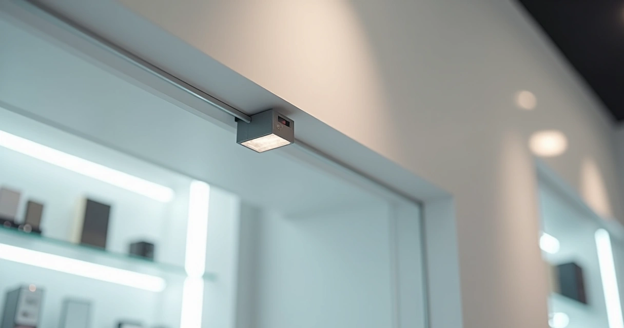 Sensor de movimento instalado em loja, visão interna elegante 