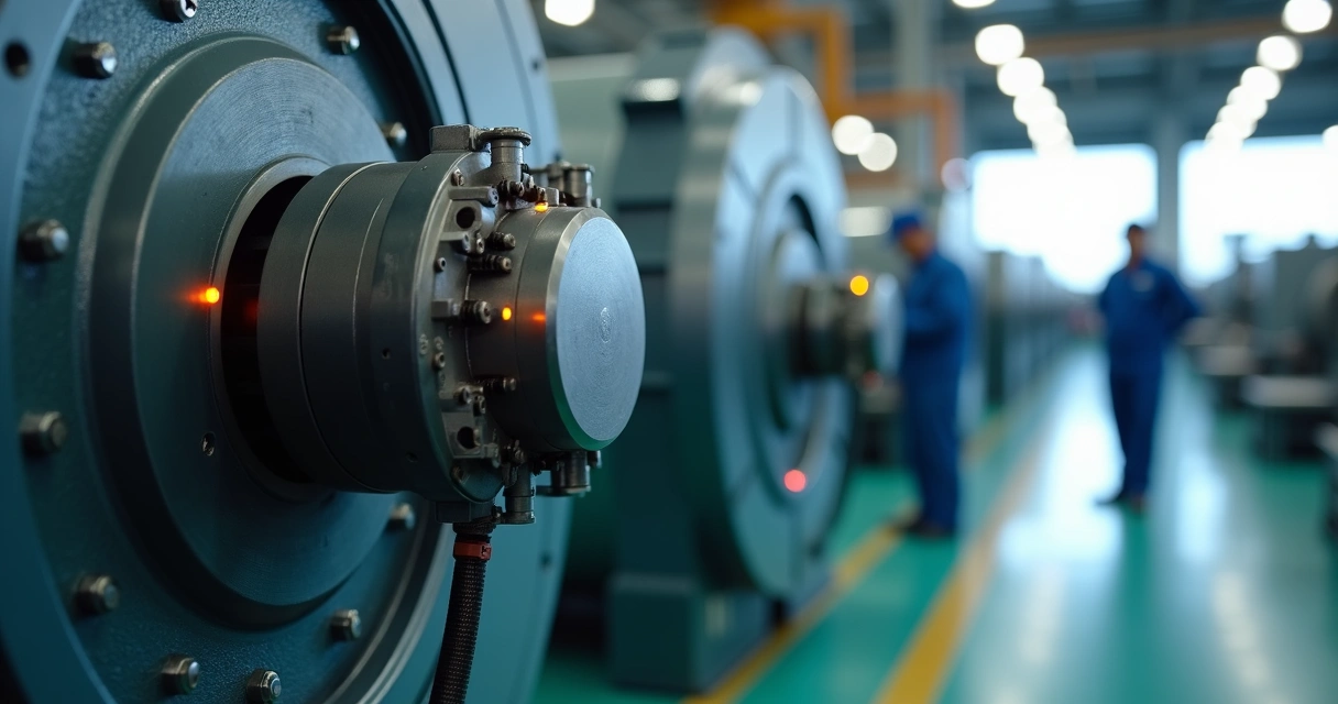 Sensor de vibração instalado em motor de máquina industrial 