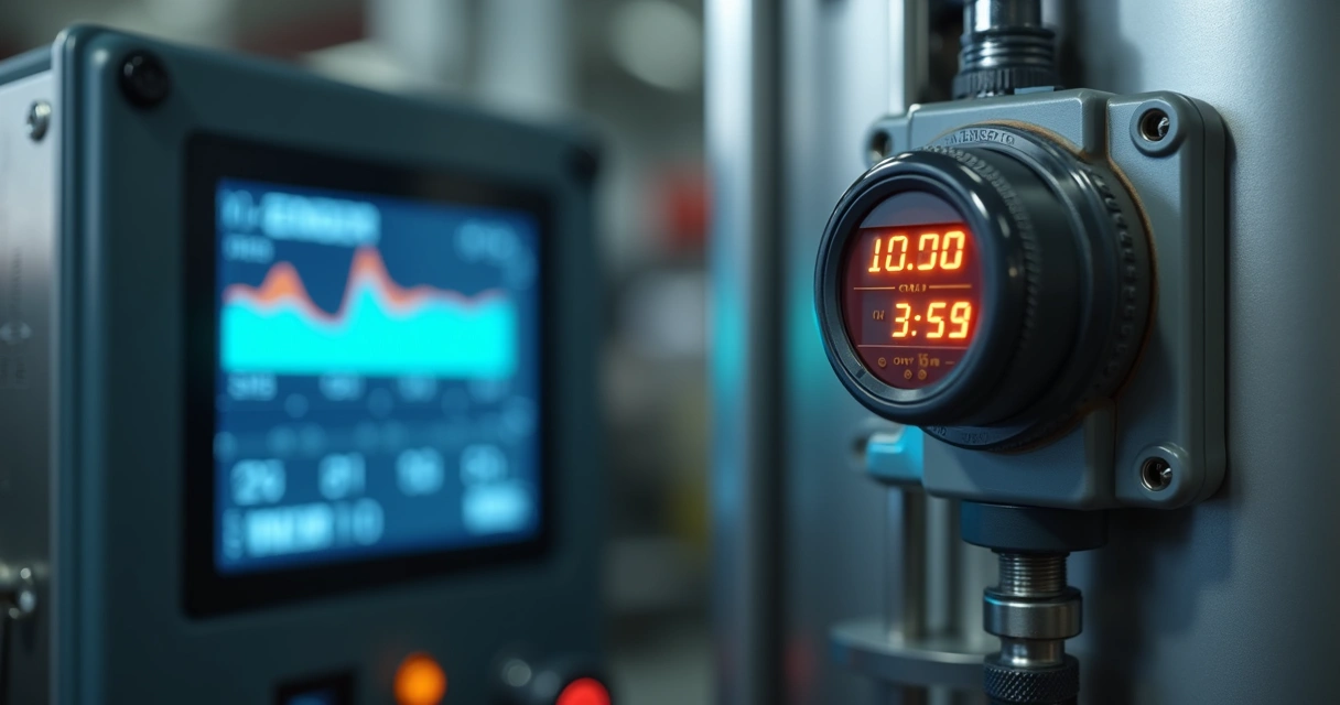 Sensor de temperatura instalado em ambiente industrial