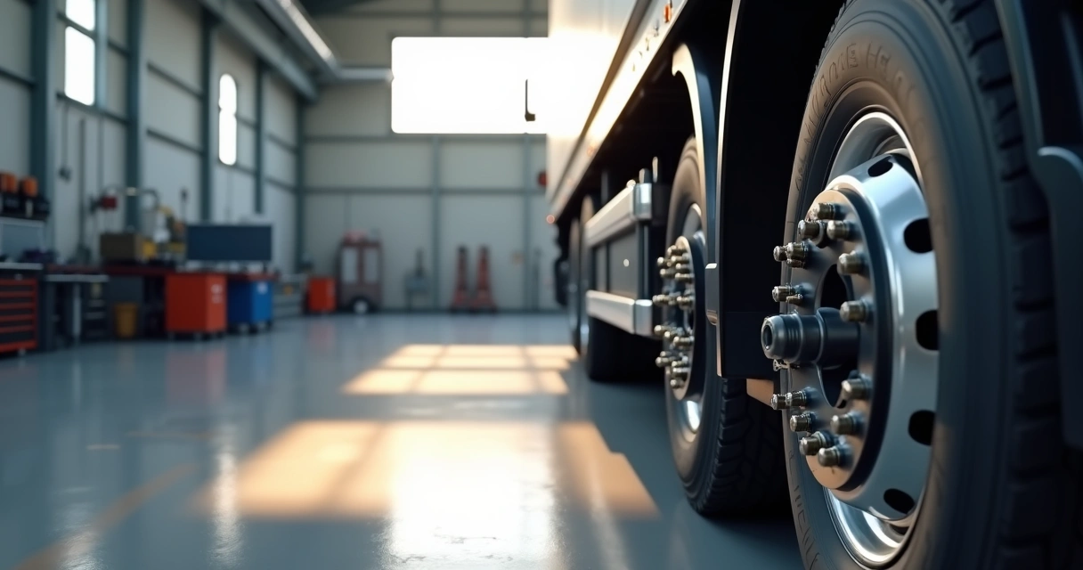 Sensor de vibração instalado no eixo de um caminhão 